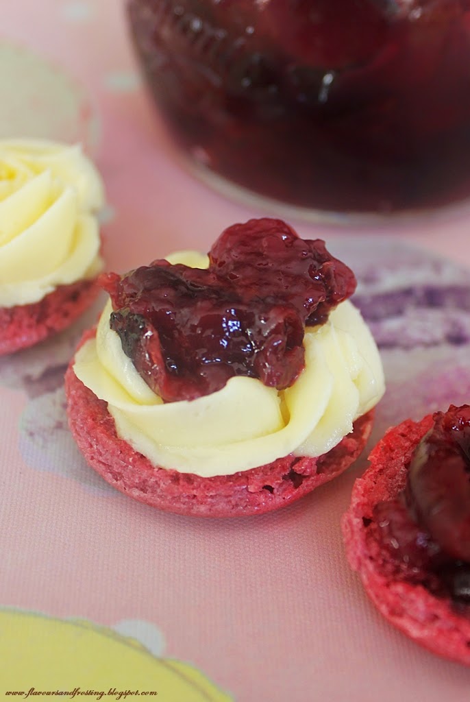 Cherry Macarons | flavoursandfrosting.com