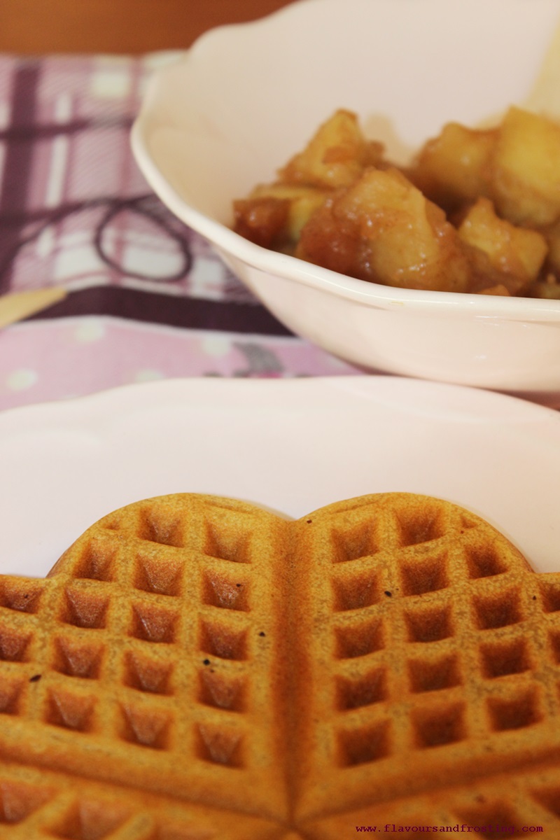 Apple Pie Waffles with fresh whipping cream