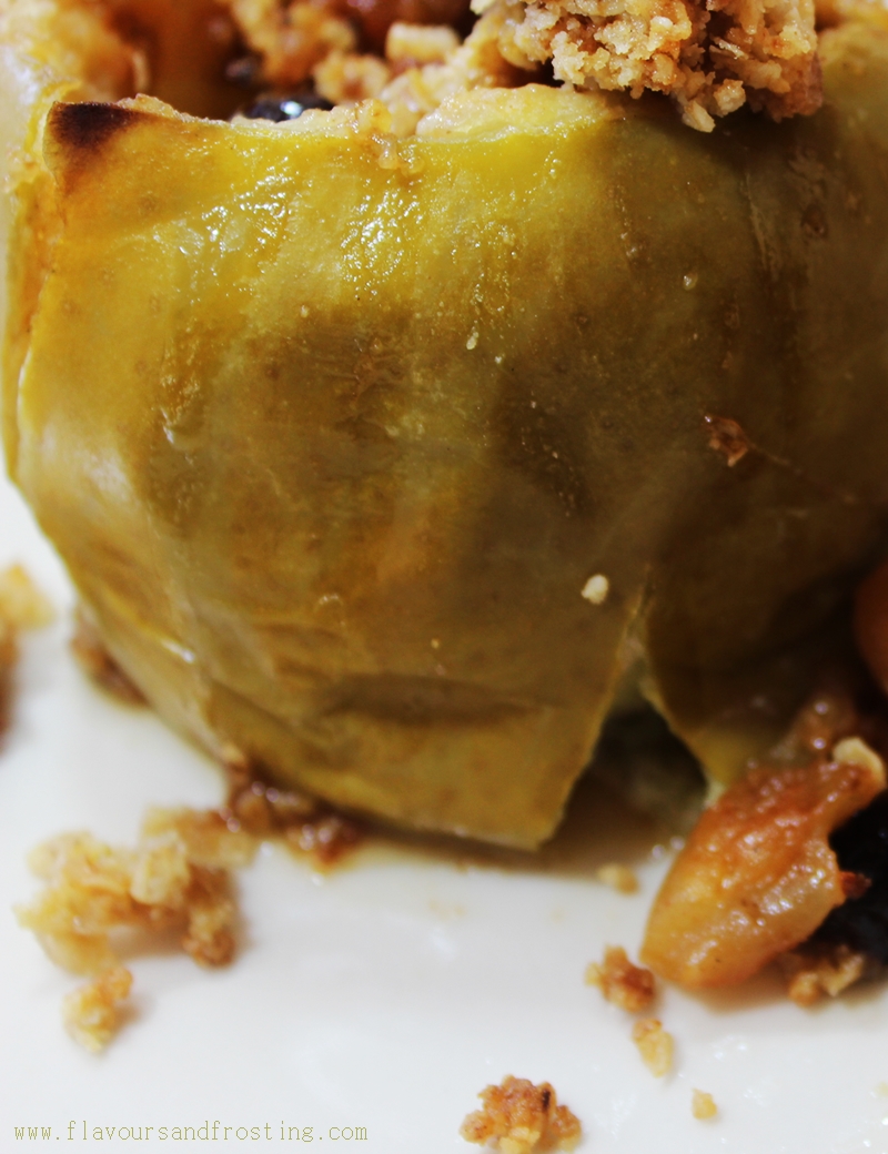 Baked Stuffed Apple Crisp Recipe (flavored with cranberries, orange and spices)