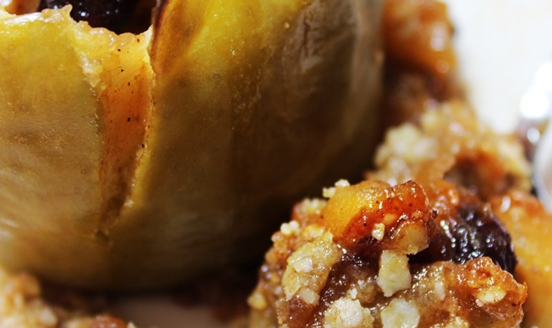Baked Stuffed Apple Crisp Recipe (flavored with cranberries, orange and spices)