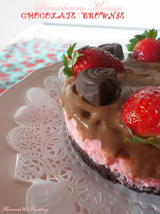 Strawberry Mousse Chocolate Brownie Dessert