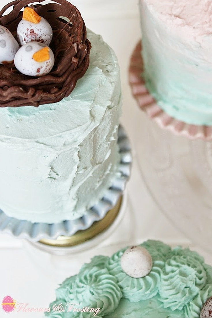 Pastel Mini Cakes decorated for Easter | FlavoursandFrosting.com