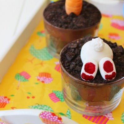 Oreo Brownie Dessert Pots for Easter|Fondant Bunnies and Carrots