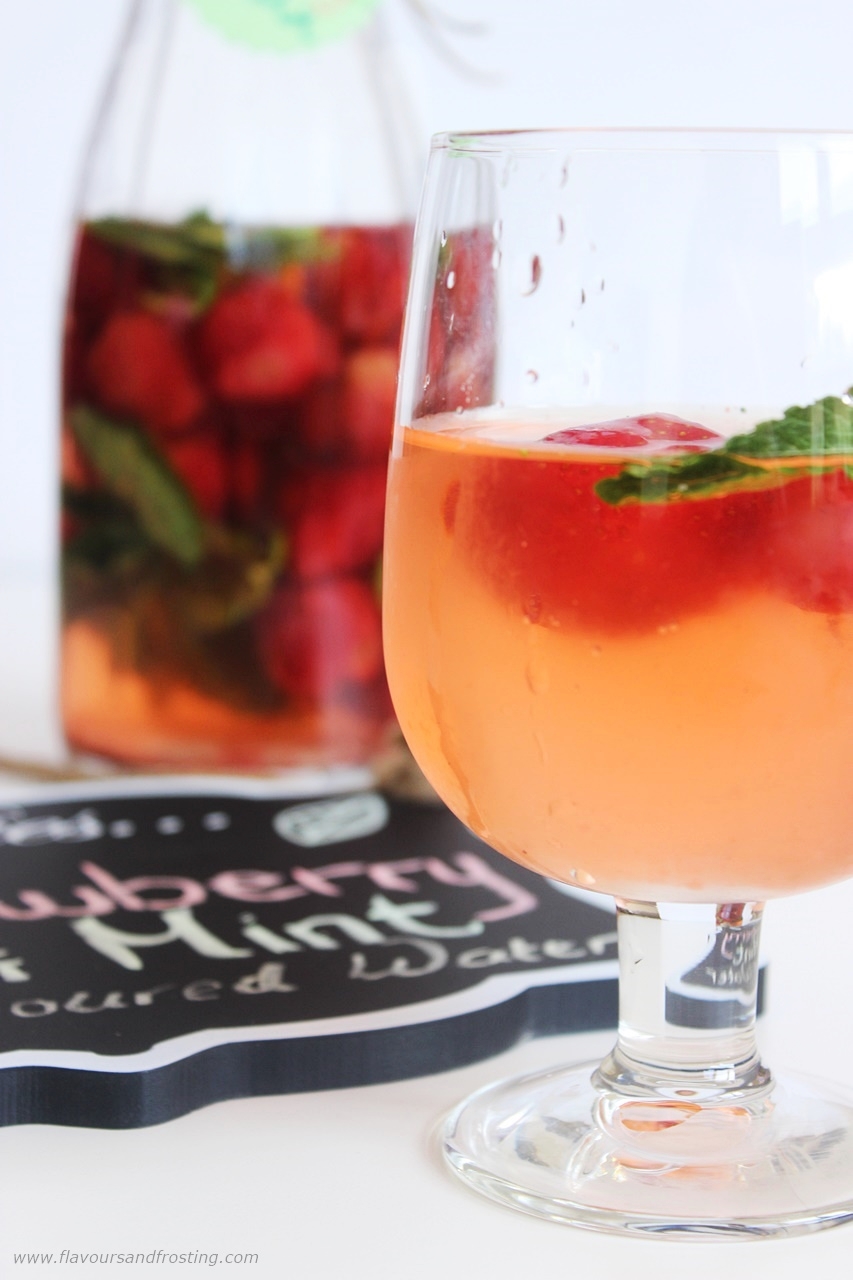 Strawberry Mint Flavored Water. Strawberry Mint Infused Water