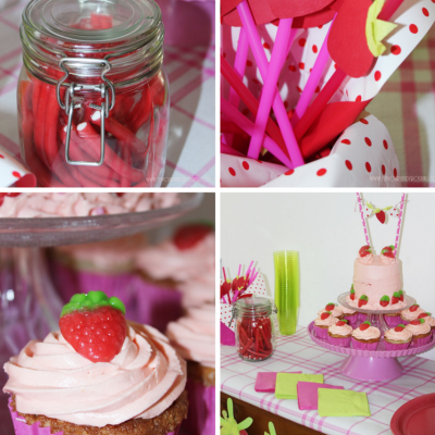 Strawberry Themed Party with Decorations and Strawberry Sponge Cake