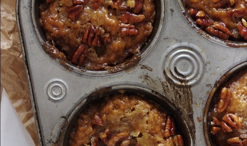 Mini Sweet Potato Pecan Pie Pudding made in a muffin tin for easy serving!