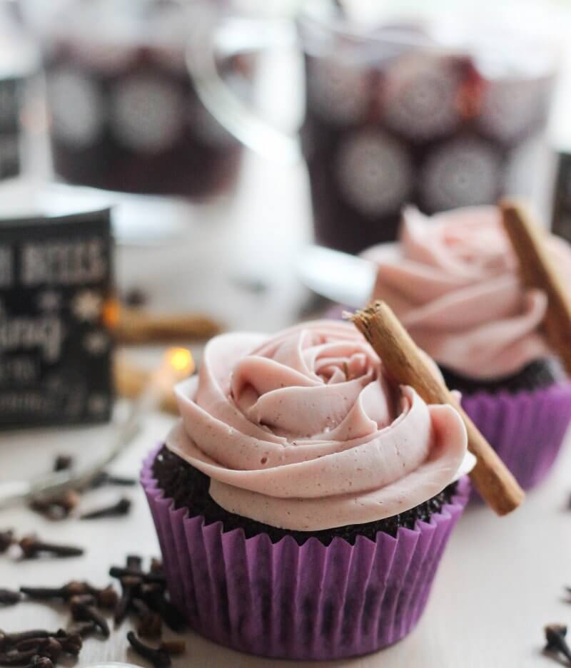 Chocolate Buttermilk Cupcakes with Gluehwein Frosting | Full recipe @ FlavoursandFrosting.com