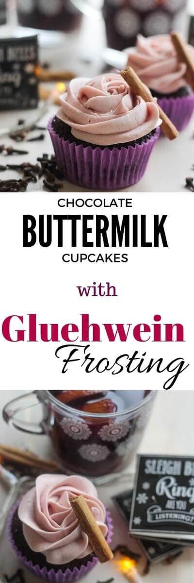 Chocolate Buttermilk Cupcakes with Gluehwein Frosting. If you love the flavours of gluehwein, you´ll love these cupcakes!