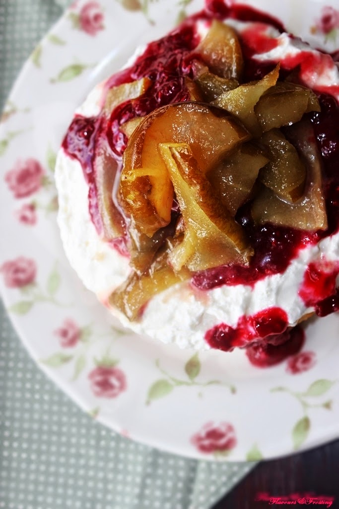 Caramelized Pear and Raspberry No Bake Cheesecake