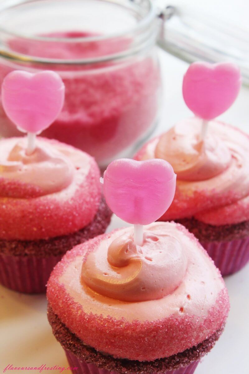 Valentines Day Cupcakes frosted with the most delicious french meringue buttercream! Heaven!