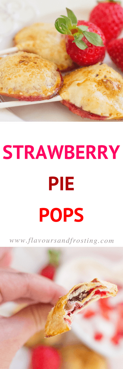 Valentine´s Day Strawberry Pie Pops Recipe made with just a few ingredients!| FlavoursandFrosting.com