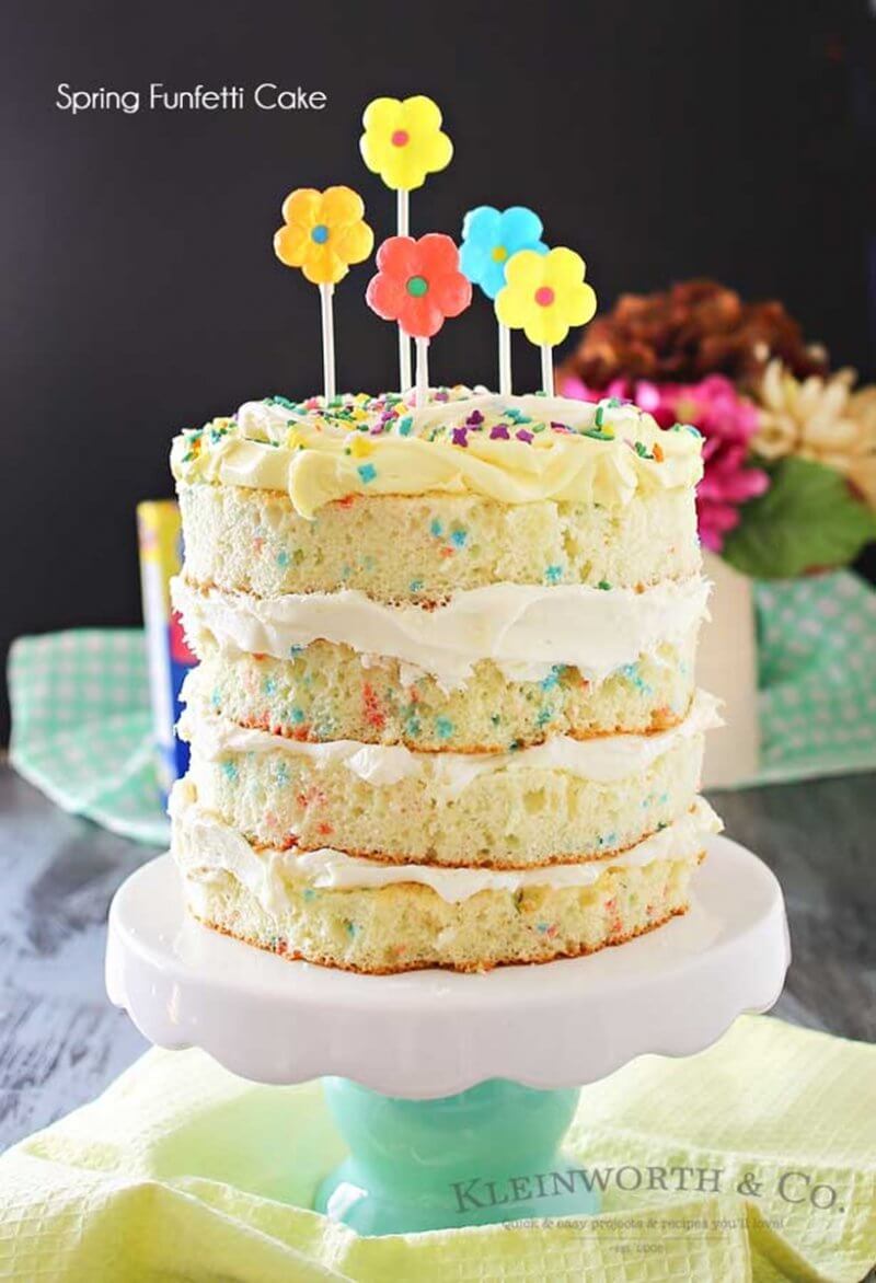 Spring Funfetti Cake | Layer Cakes for Easter round-up on FlavoursandFrosting.com
