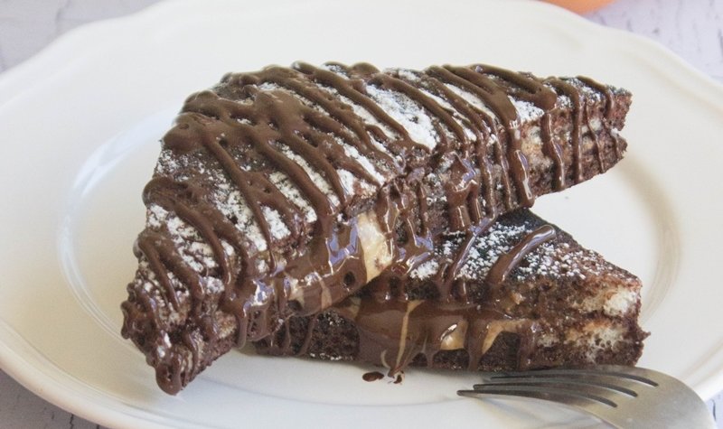Chocolate French Toast with Peanut Butter. Ever tasted or seen french toast made with chocolate dipped bread?