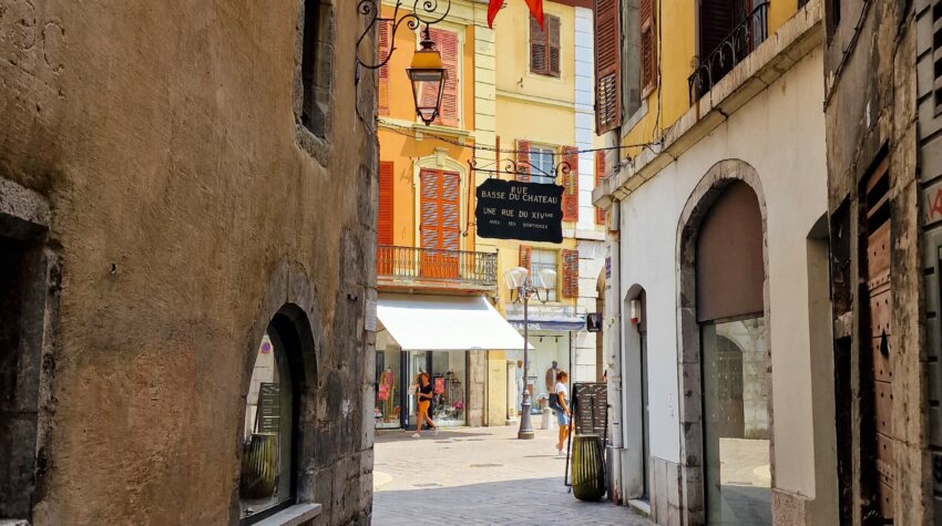 Narrow street in a little town in France