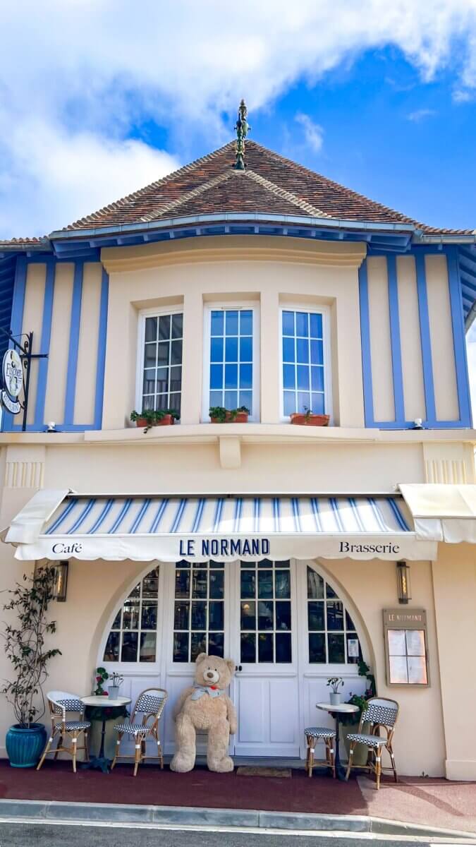 This charming spot is Le Normand, a brasserie and hotel located in the seaside town of Houlgate, in the Normandy region of France