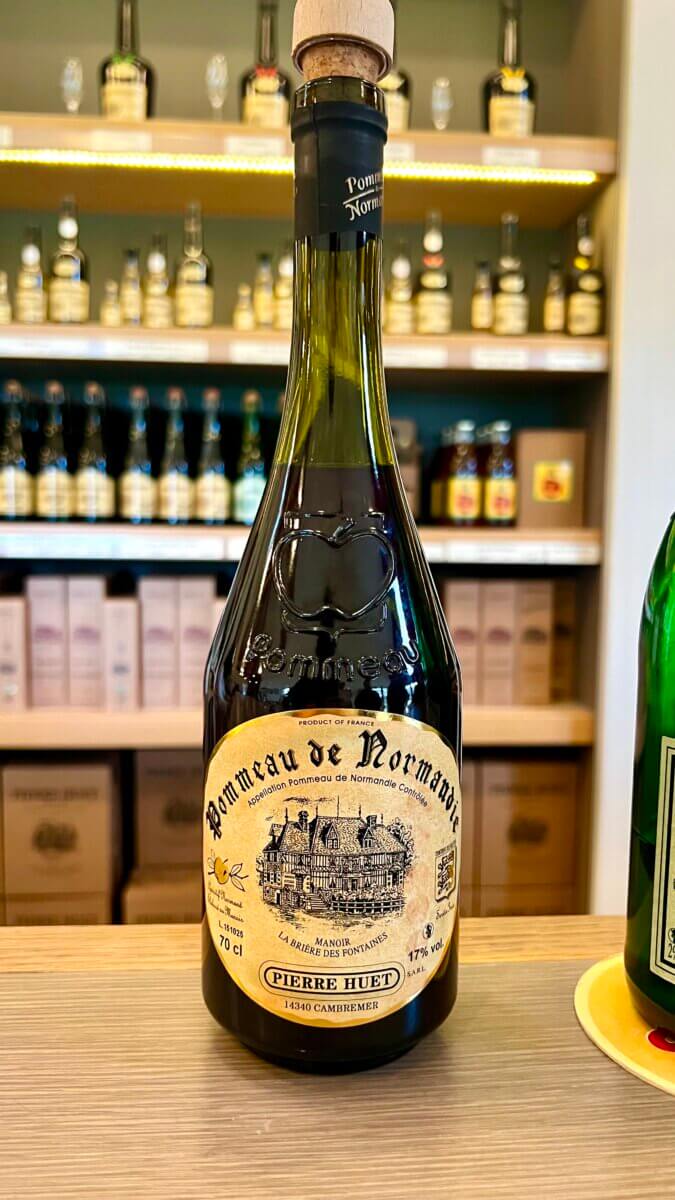 This item is a bottle of Pierre Huet Pommeau de Normandie, a French aperitif made from apple must and Calvados.
